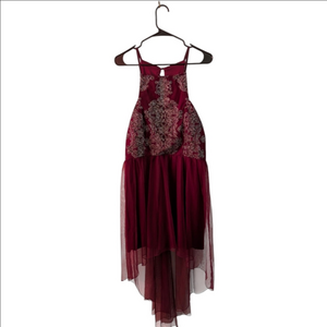 Xtraordinary Elegant Burgundy Junior Teens Dress High Low